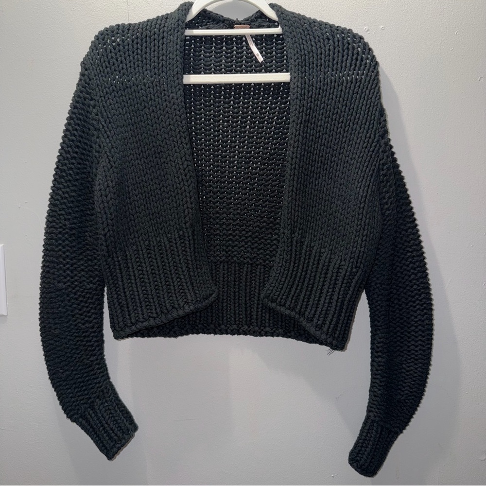 Free People Black Chunky Knit Sweater